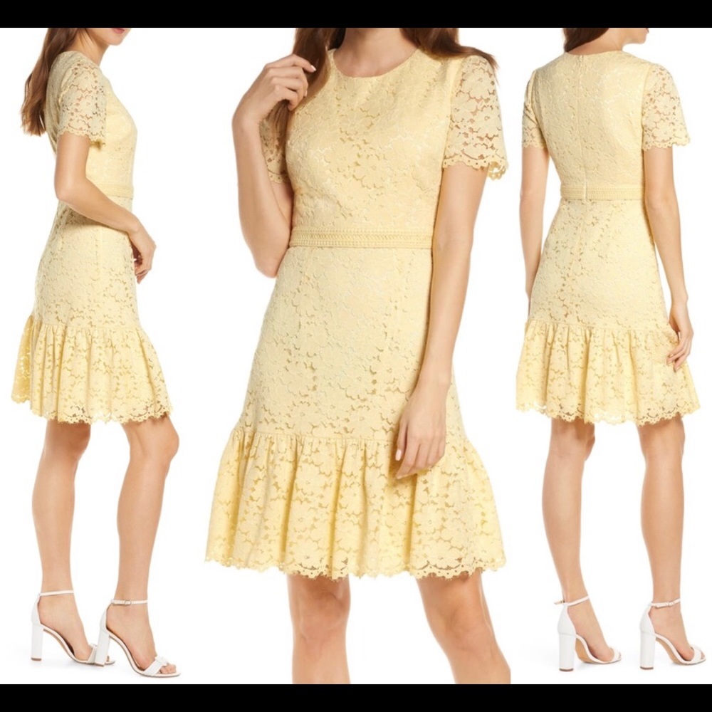 Rachel Parcell Yellow Lace Dress XS
